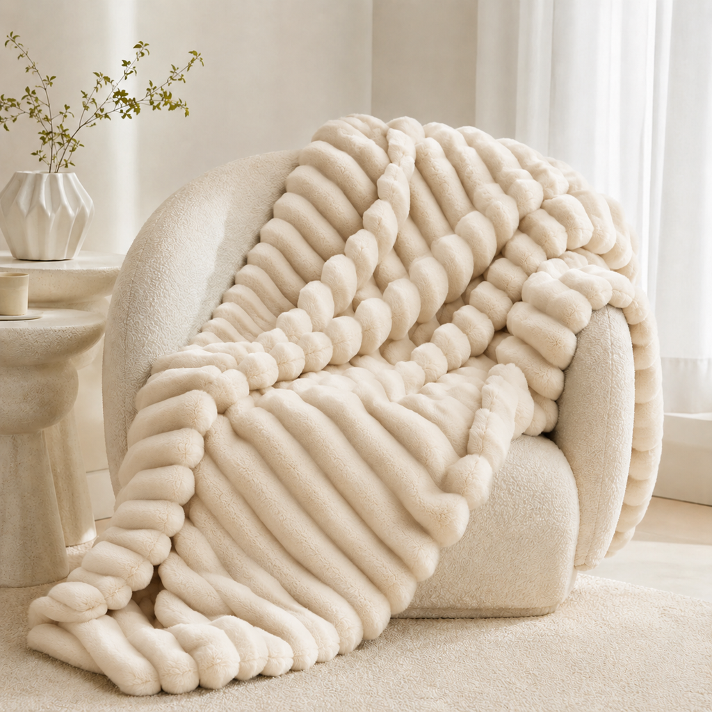 Plaid Cocooning BIVVIA – Ivoire Crème