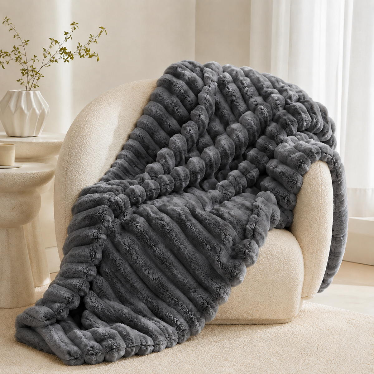 Plaid Cocooning BIVVIA – Gris Anthracite
