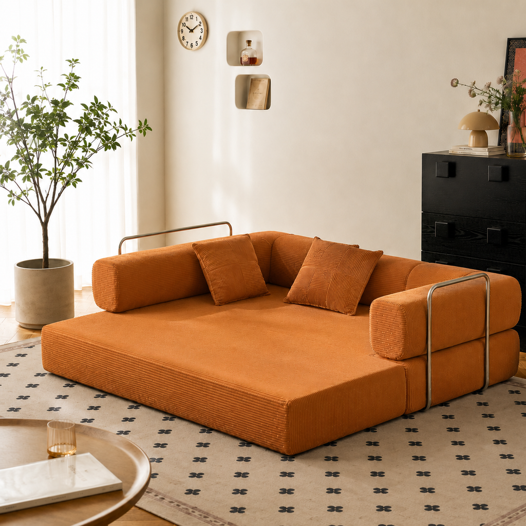 Canapé-Lit Convertible BIVVIA – Orange Camel