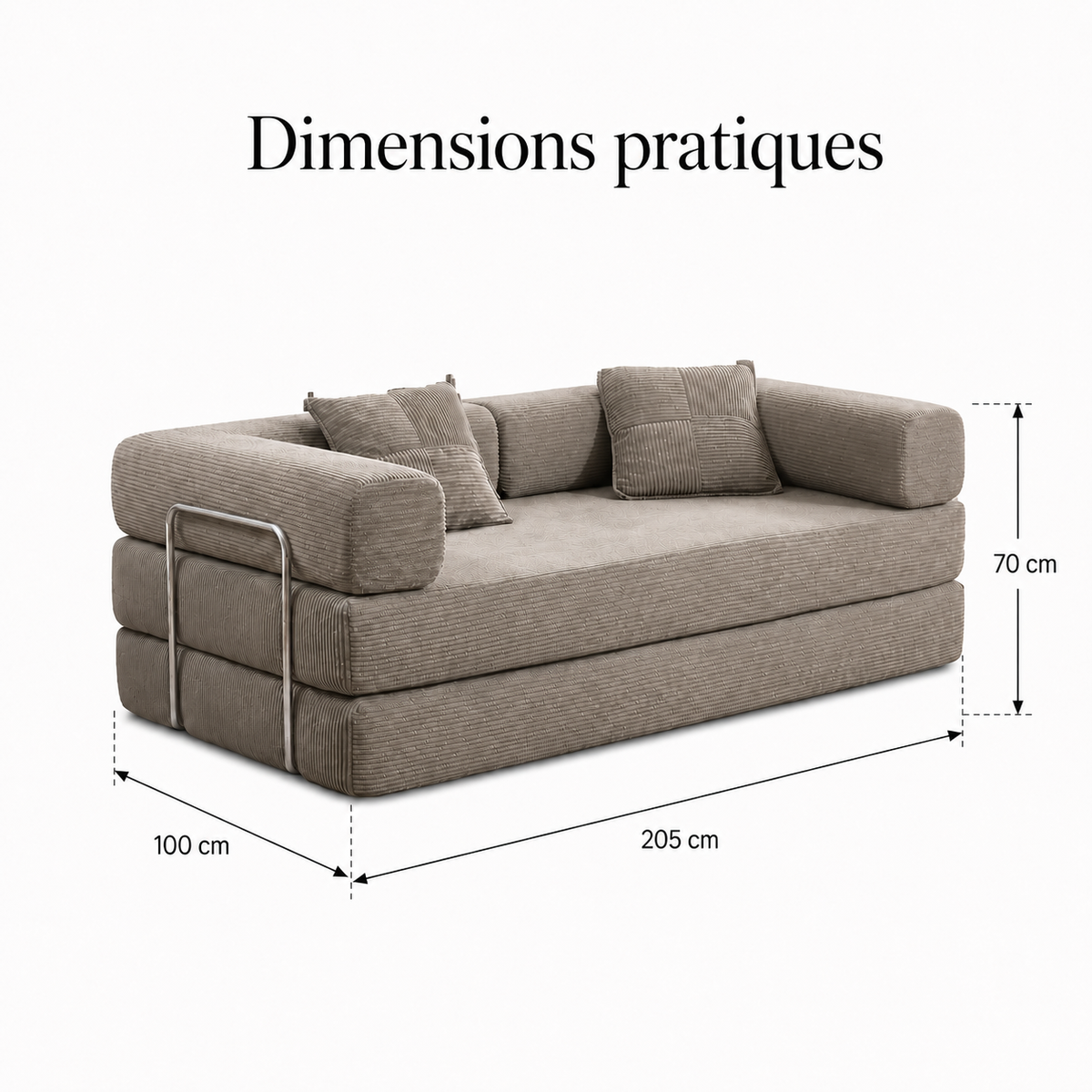 Canapé-Lit Convertible BIVVIA – Taupe