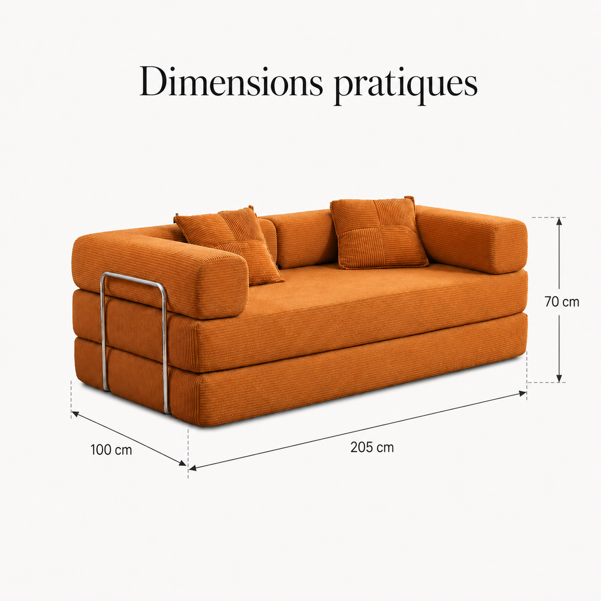 Canapé-Lit Convertible BIVVIA – Orange Camel