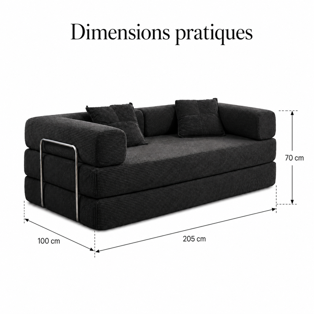 Canapé-Lit Convertible BIVVIA – Anthracite
