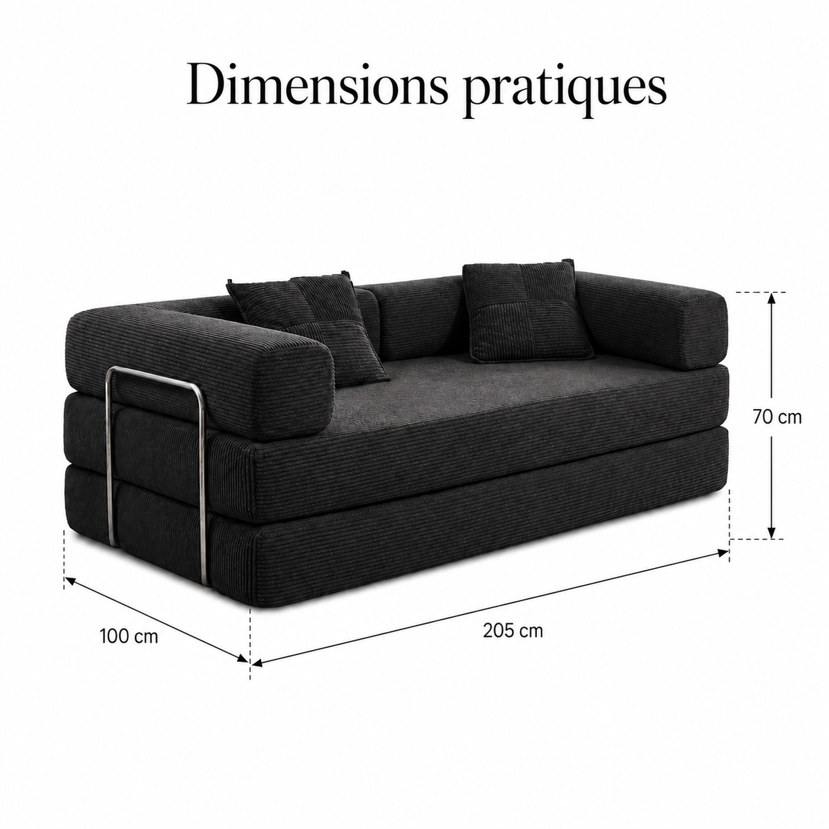 Canapé-Lit Convertible BIVVIA – Anthracite