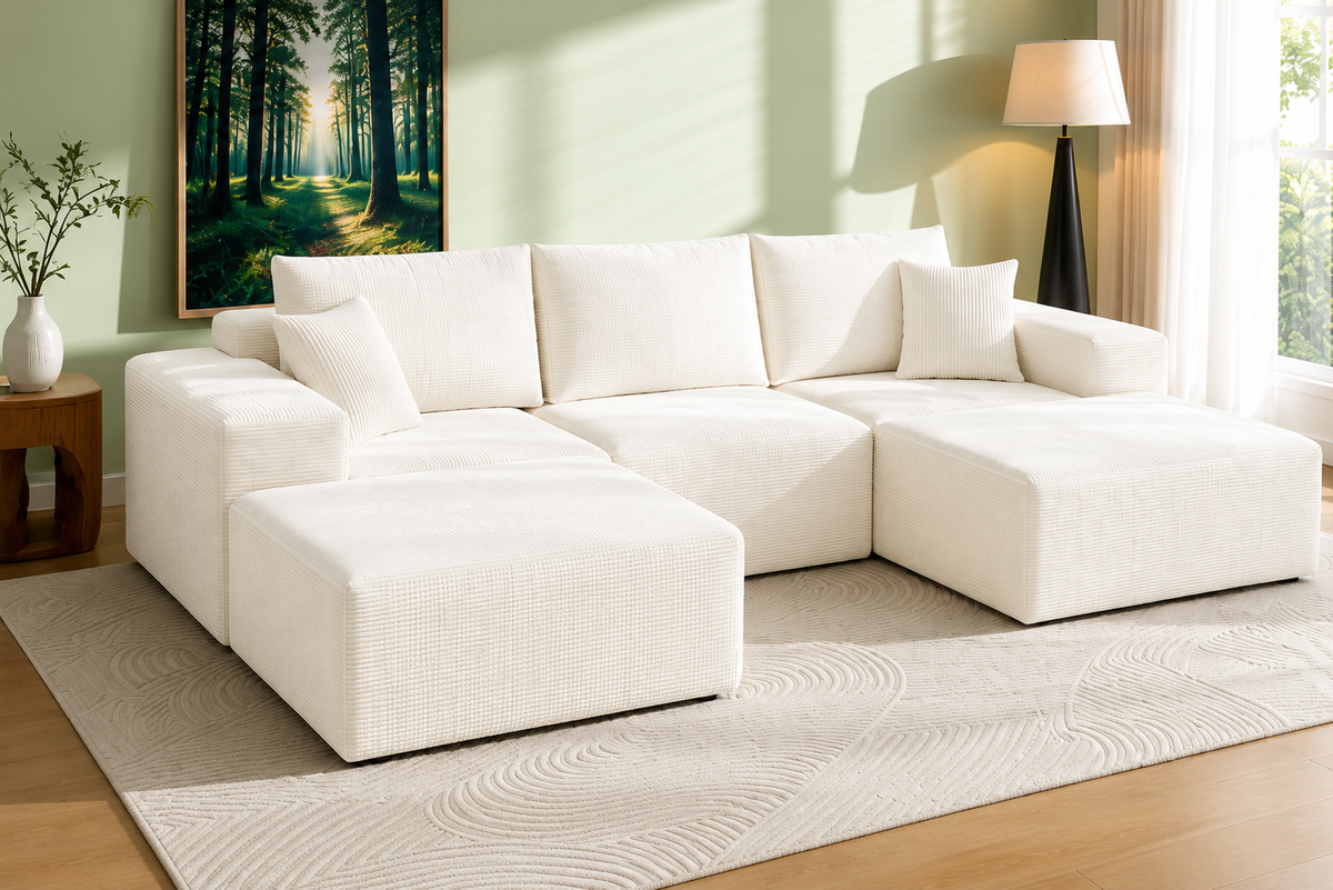 Canapé d’Angle Modulable BIVVIA – Blanc crème