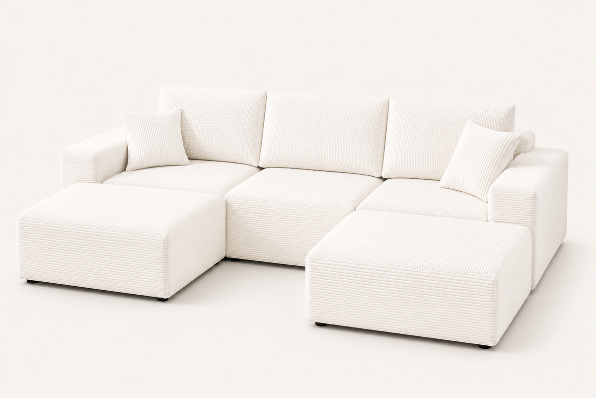 Canapé d’Angle Modulable BIVVIA – Blanc crème