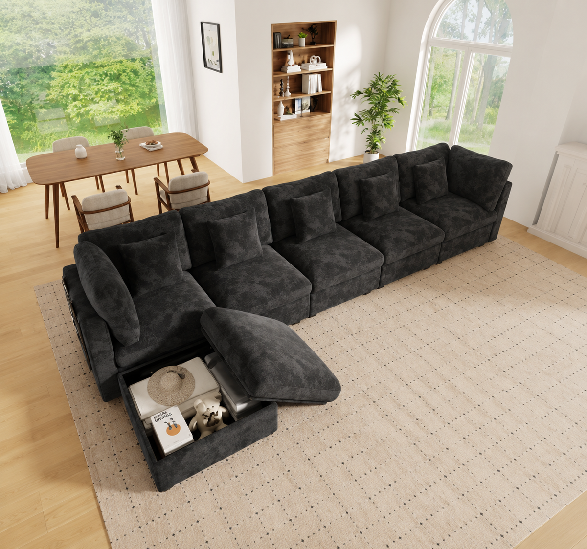 Canapé d’Angle XXL Modulable BIVVIA – Anthracite