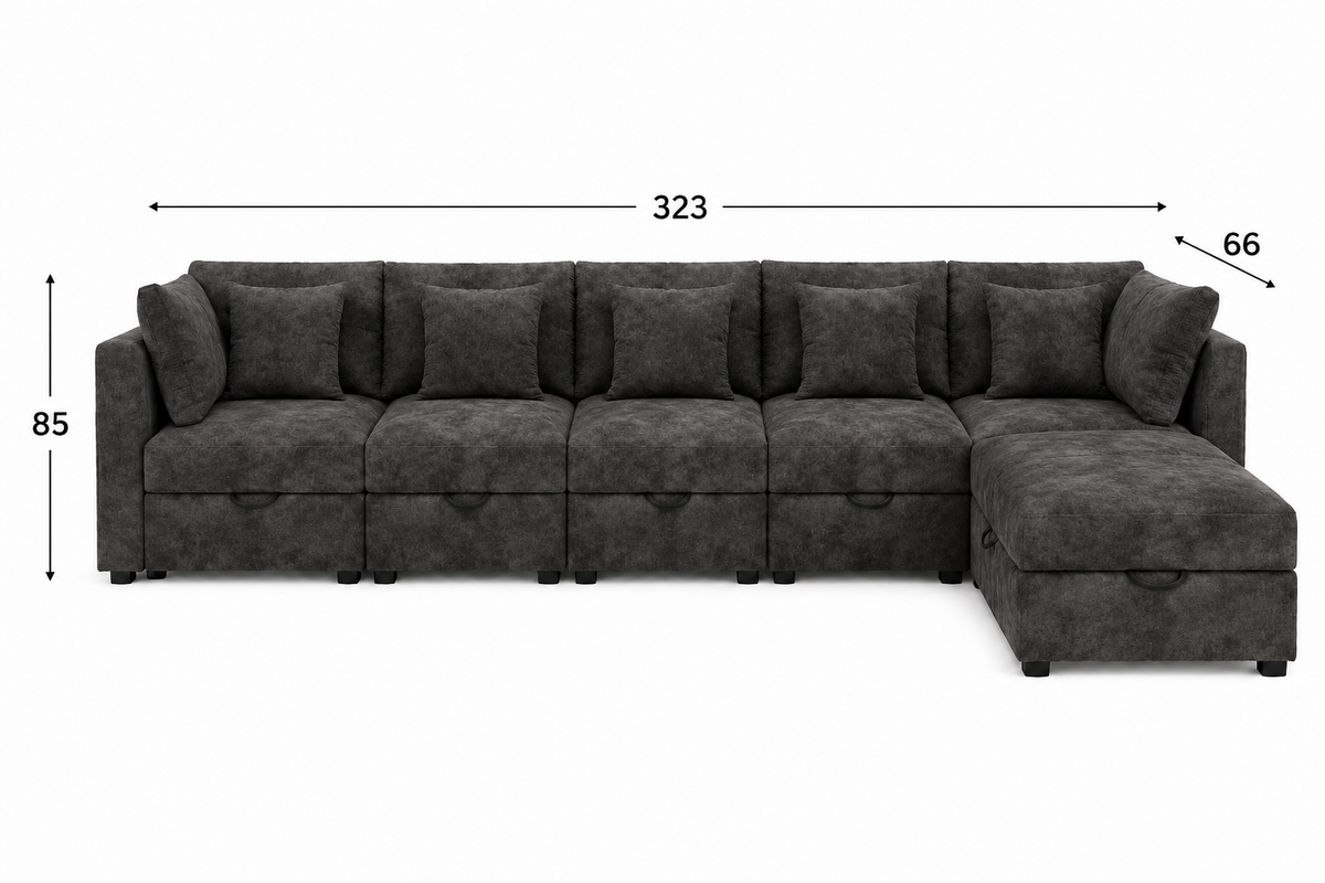 Canapé d’Angle XXL Modulable BIVVIA – Anthracite