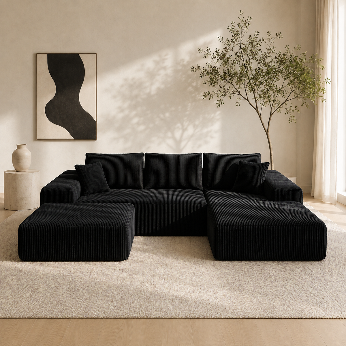 Canapé d’Angle Modulable BIVVIA – Noir