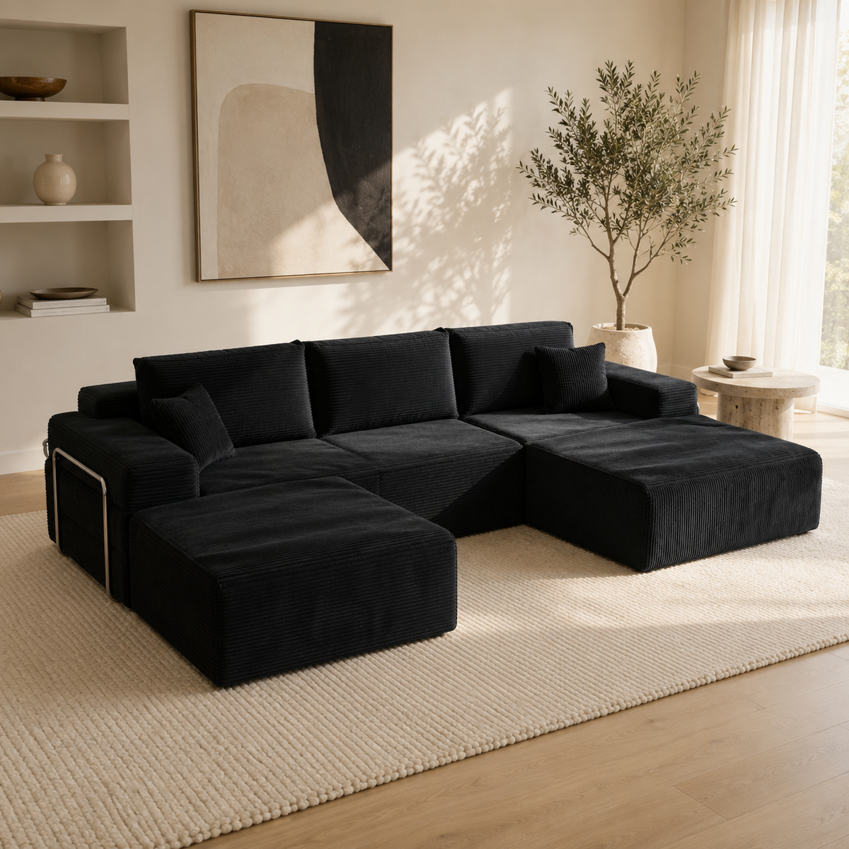 Canapé d’Angle Modulable BIVVIA – Noir