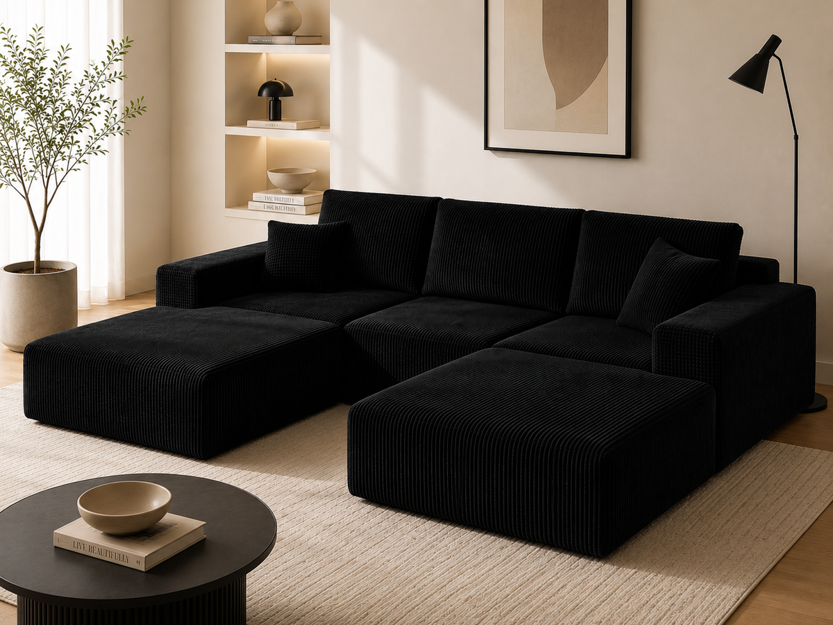 Canapé d’Angle Modulable BIVVIA – Noir