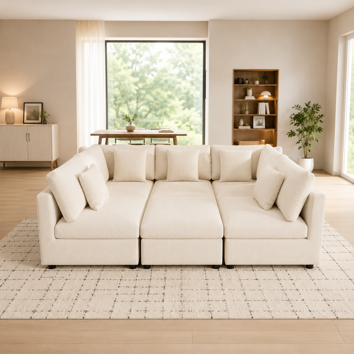 Canapé d’Angle XXL Modulable BIVVIA – Ivoire Crème